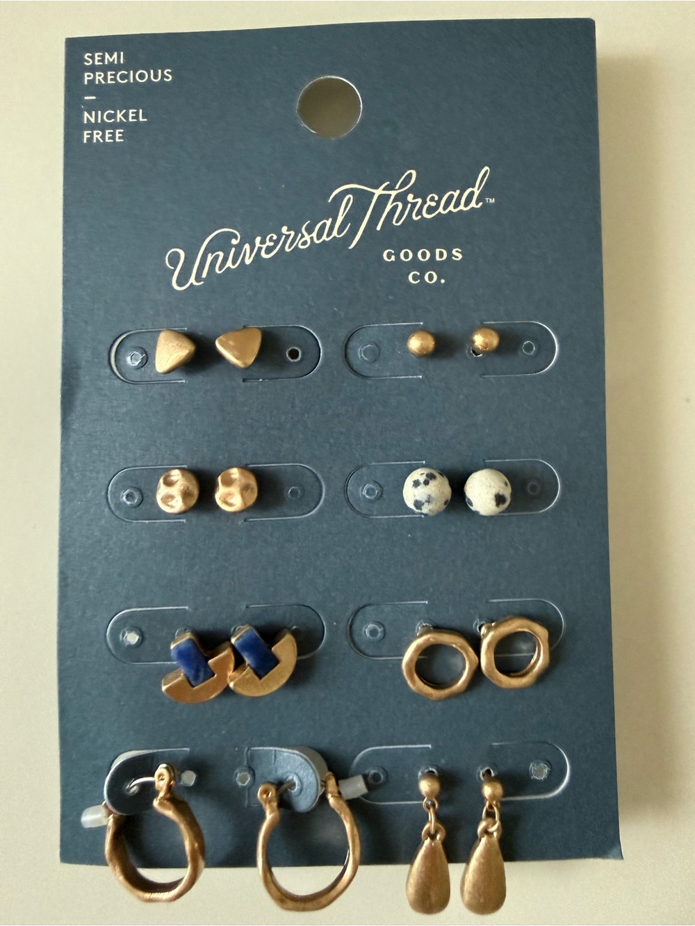 Universal Thread Gold-Tone Semi-Precious Nickel-Free Earring Set, 8 Pairs